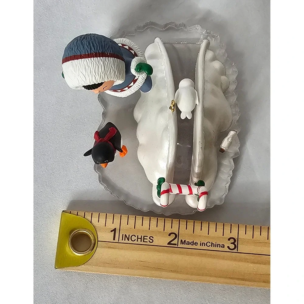 Hallmark Frosty Friends Ornament OS Multi Eskimo Penguin Slide Candy Cane 1990s